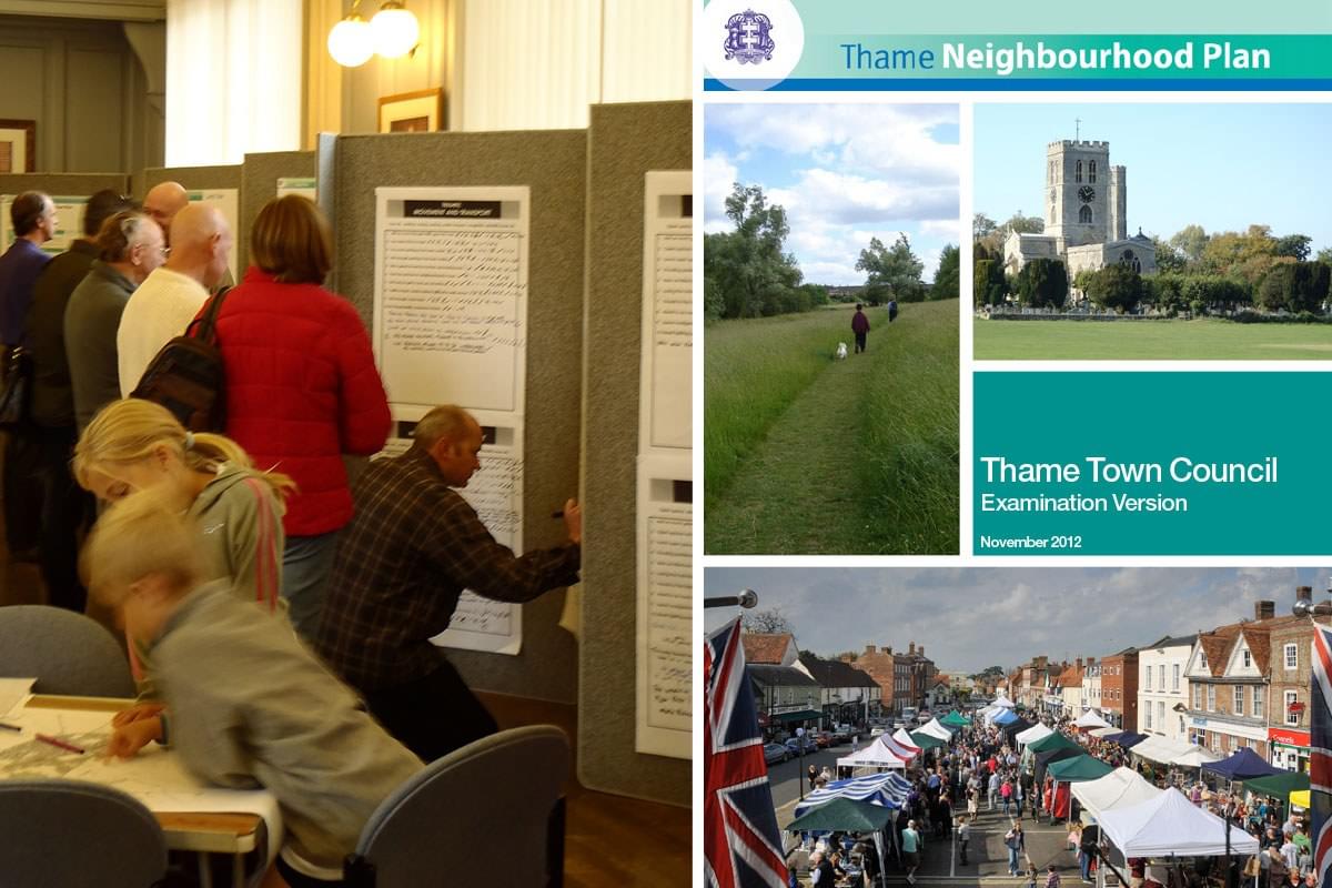 Consultation event and cover of the Neighbourhood Plan document