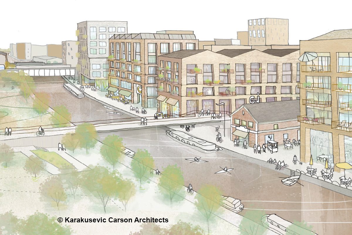 Development frontage along canalside
