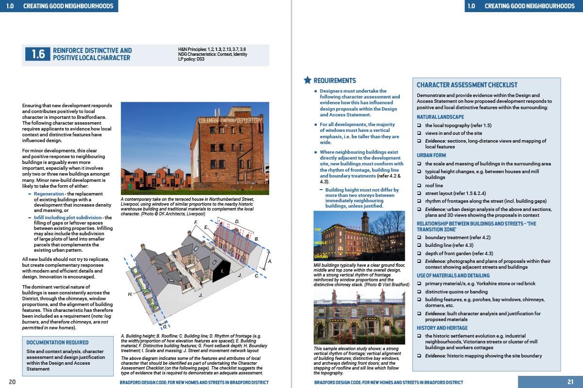 Example spread from document: Reinforcing distinctive and positive local character